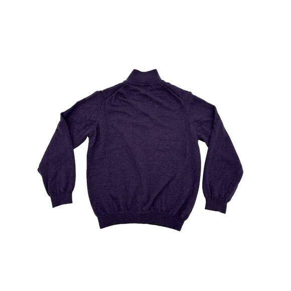 Saks Fifth Avenue Mens medium Purple 100% Merino Wool Mock Neck 1/4 Zip Sweater - Picture 2 of 6
